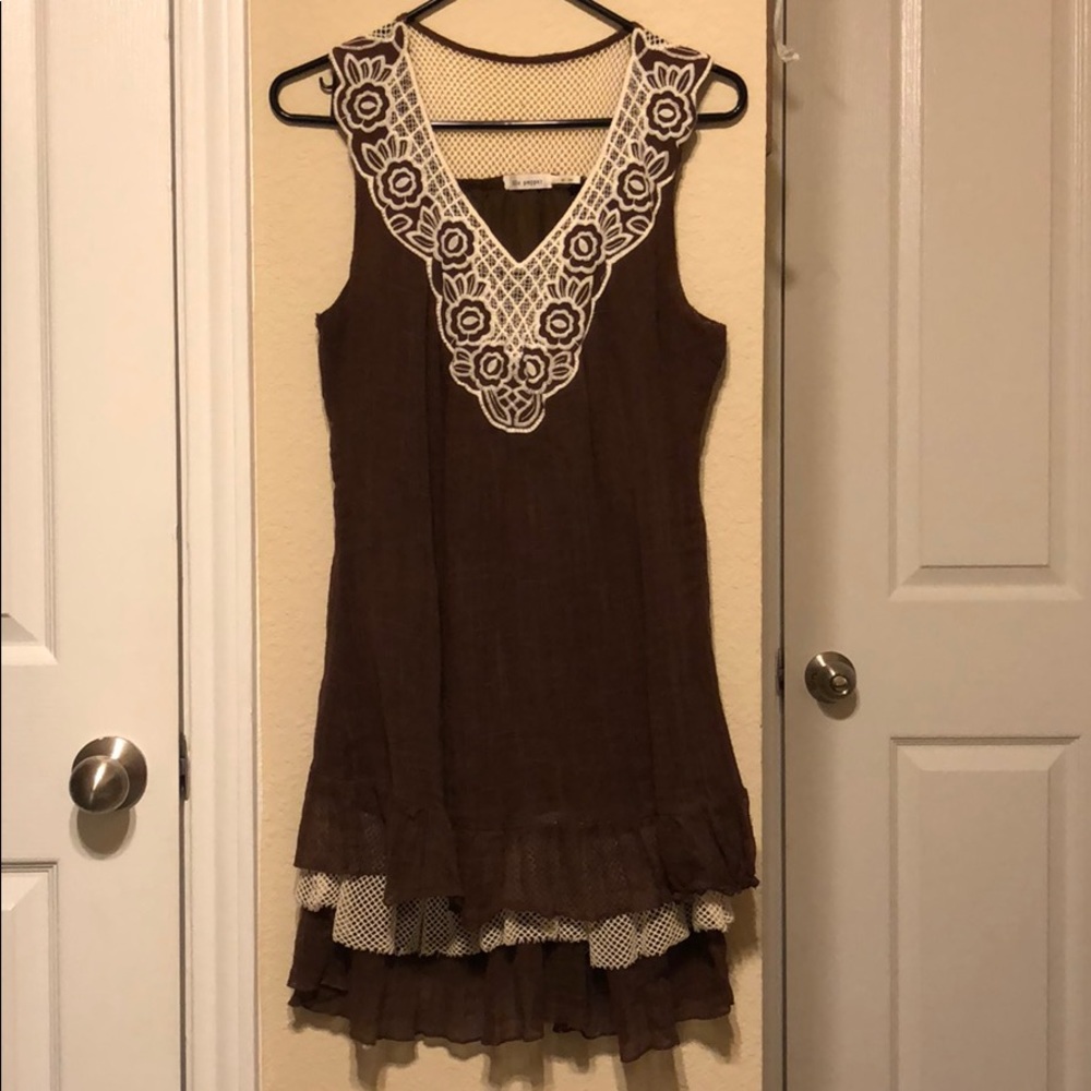 Brown and cream dress
